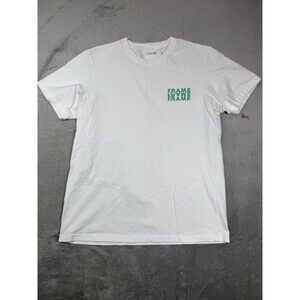 Frame Shirt Men’s Large White Cotton Solid Short Sleeve Crew Logo Tee Casual